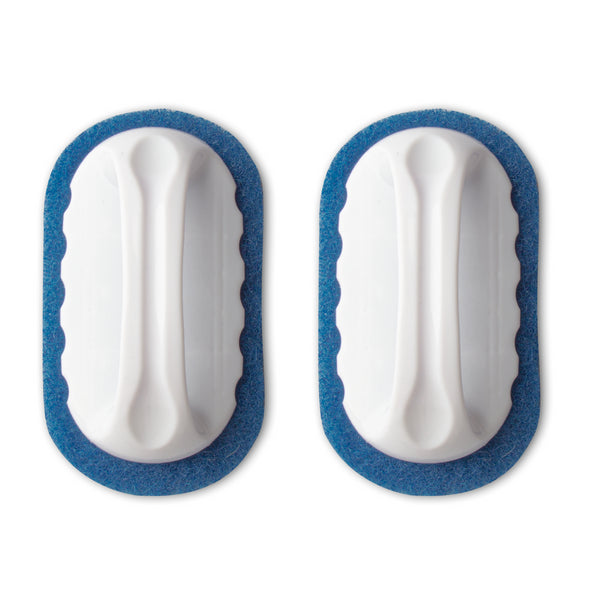 Skylarlife Scouring Pad Brush Cleaning Scrub with Handle Abrasive Pad for Grout Tile Shower and Sink Cleaning, Scrubbing Floor and Tile Boat Refinishing Bathroom Kitchen Heavy Duty 2 Pack Blue